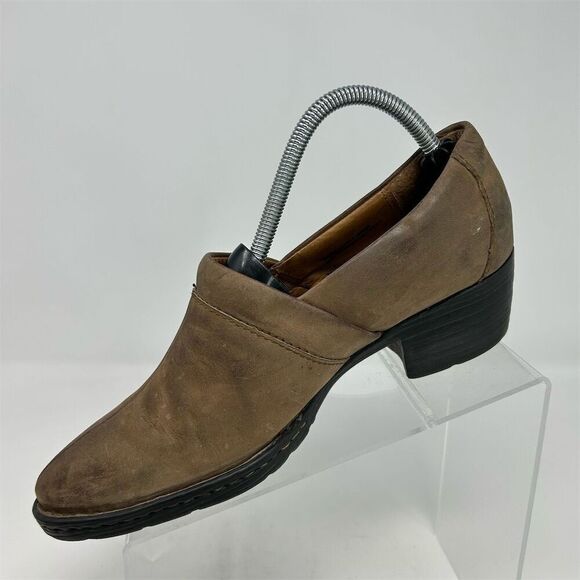 Born Women's Kinney Light Brown Leather Block Heel Mules Size 9 Casual Booties - Picture 3 of 13